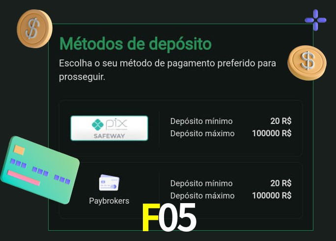 O cassino F05 oferece uma grande variedade de métodos de pagamento